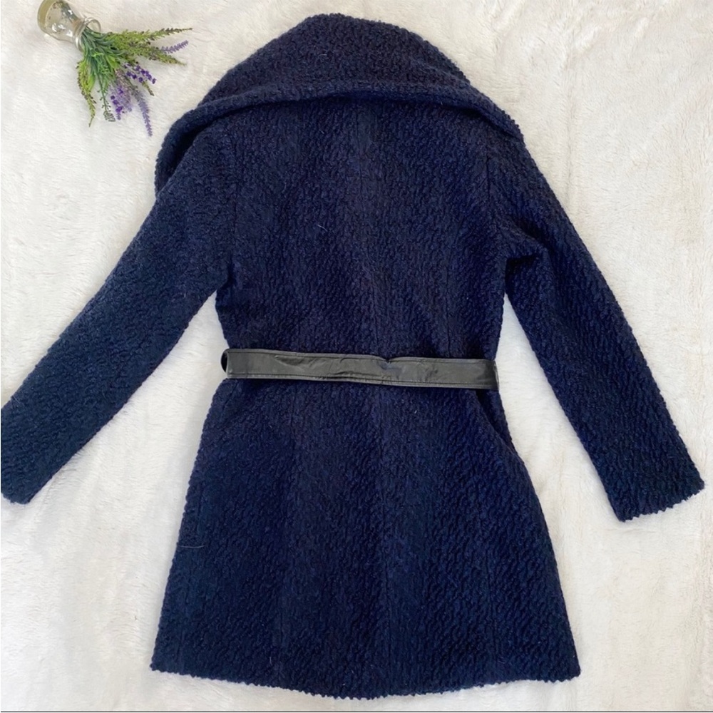 Cole Haan Signature Boucle Oversized Collar Coat in Navy & Black size 8 - Picture 8 of 12